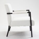White Bouclé Accent Chair with Modern Steel Frame for Stylish Home Seating - Image 5