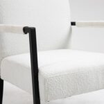 White Bouclé Accent Chair with Modern Steel Frame for Stylish Home Seating - Image 3