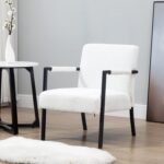 White Bouclé Accent Chair with Modern Steel Frame for Stylish Home Seating - Image 10
