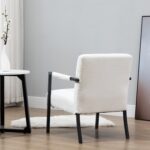 White Bouclé Accent Chair with Modern Steel Frame for Stylish Home Seating - Image 9