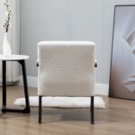 White Bouclé Accent Chair with Modern Steel Frame for Stylish Home Seating - Image 6