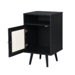 Black Rattan 1-Door Bedside Table - Image 5