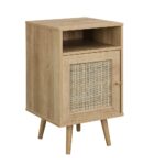 Natural Rattan 1-Door Bedside Table - Image 4