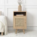 Natural Rattan 1-Door Bedside Table - Image 2