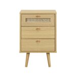 Natural Rattan 3-Drawer Bedside Table - Image 5