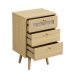 Natural Rattan 3-Drawer Bedside Table - Image 4