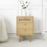 Natural Rattan 3-Drawer Bedside Table