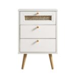 White Rattan 3-Drawer Bedside Table - Image 6