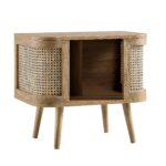 Natural Curved Rattan Bedside Table - Image 8