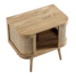 Natural Curved Rattan Bedside Table - Image 10