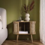 Natural Curved Rattan Bedside Table