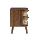 Walnut Curved Rattan 2-Drawer Bedside Table - Image 6