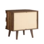 Walnut Curved Rattan 2-Drawer Bedside Table - Image 7