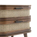 Walnut Curved Rattan 2-Drawer Bedside Table - Image 12