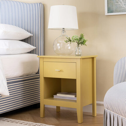 Yellow Rattan 1-Drawer Bedside Table