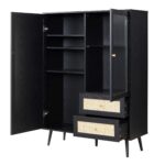 Rattan Bar Cabinet in Black Finish - Image 7