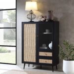 Rattan Bar Cabinet in Black Finish - Image 2