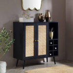 Rattan Bar Cabinet in Black Finish - Image 2