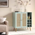 Rattan Bar Cabinet in Mint Finish - Image 2