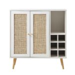 Rattan Bar Cabinet in White Finish - Image 8