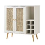 Rattan Bar Cabinet in White Finish - Image 7