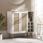 Rattan Bar Cabinet in White Finish - Image 2