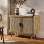 Curved Rattan 2-Door Small Sideboard – Natural Cane Finish - Image 2