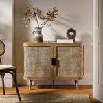 Curved Rattan 2-Door Small Sideboard – Natural Cane Finish