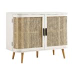 Curved Rattan 2-Door Small Sideboard – Elegant White Finish - Image 4