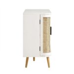 Curved Rattan 2-Door Small Sideboard – Elegant White Finish - Image 3