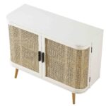 Curved Rattan 2-Door Small Sideboard – Elegant White Finish - Image 12