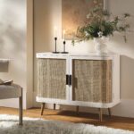 Curved Rattan 2-Door Small Sideboard – Elegant White Finish - Image 9