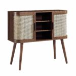 Curved Rattan 2-Door Buffet Sideboard in Walnut Finish - Image 3