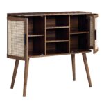 Curved Rattan 2-Door Buffet Sideboard in Walnut Finish - Image 13