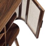 Curved Rattan 2-Door Buffet Sideboard in Walnut Finish - Image 9