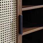 Curved Rattan 2-Door Buffet Sideboard in Walnut Finish - Image 7