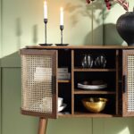 Curved Rattan 2-Door Buffet Sideboard in Walnut Finish - Image 5