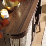 Curved Rattan 2-Door Buffet Sideboard in Walnut Finish - Image 6