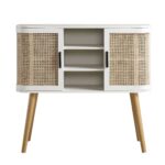 Curved Rattan 2-Door Buffet Sideboard in White Finish - Image 5