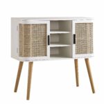 Curved Rattan 2-Door Buffet Sideboard in White Finish - Image 3