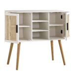 Curved Rattan 2-Door Buffet Sideboard in White Finish - Image 4