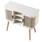 Curved Rattan 2-Door Buffet Sideboard in White Finish - Image 9