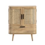 Curved Rattan 1-Drawer Small Sideboard – Natural Cane Finish - Image 11