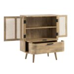 Curved Rattan 1-Drawer Small Sideboard – Natural Cane Finish - Image 7