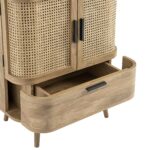 Curved Rattan 1-Drawer Small Sideboard – Natural Cane Finish - Image 3