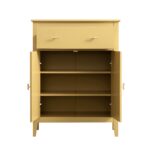 Small Sideboard with Drawer – Yellow Rattan Accent - Image 4