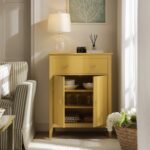 Small Sideboard with Drawer – Yellow Rattan Accent - Image 11