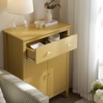 Small Sideboard with Drawer – Yellow Rattan Accent - Image 8