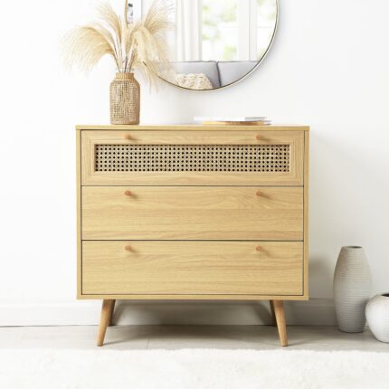 Rattan Chest of 3 Drawers – Natural Colour