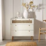 Rattan Chest of 3 Drawers – White